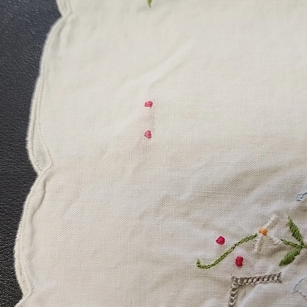 Vintage Handmade Embroidered Tea Towels & Matching Table Runner